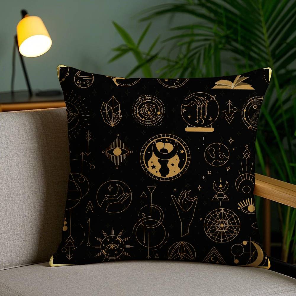 Traditional Eid Eid Symbol Print Pillow Case Anti-dustmite Pillowcase Invisible Zipper Silky Short Plush Sofa Cushion Cover
