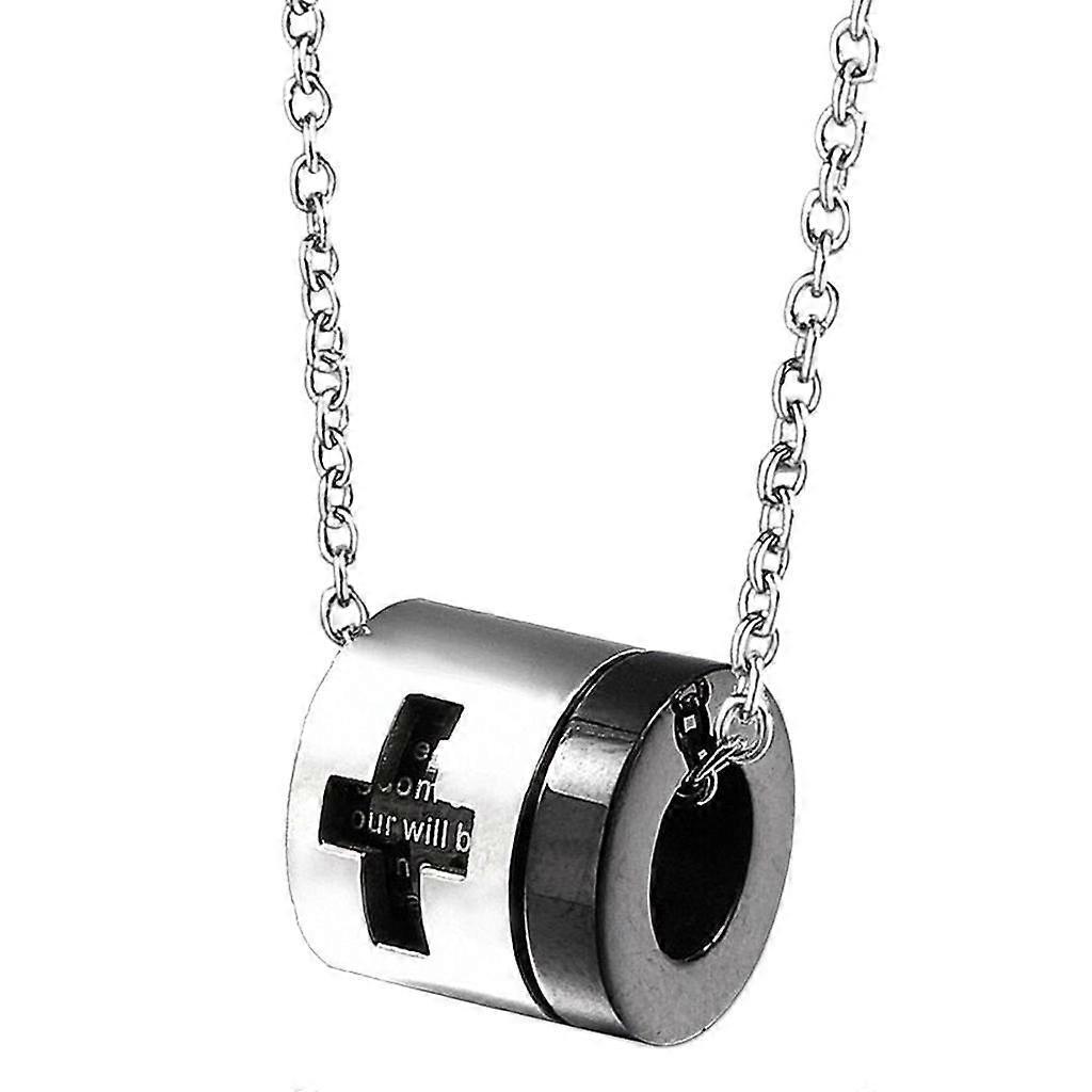 4xStainless Steel Charm Cross Pendant Necklace with Bible Verse Lord Prayer 1