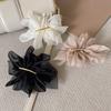 Yousheng Hairpin Handmade Chiffon Flower 3D Petals Hair Clip with Polished Metal Spring Clip Back Head Bun Hair