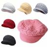 Winter Striper Knitted Cap Ear Protection Thicken Knit Hat Solid Color Women Beret Cap  Women Girls