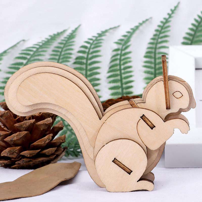 Children's DIY Wooden Toys Wooden Model Puzzle Three-dimensional Puzzle Hand-assembled Coloring Insect Model Building Blocks