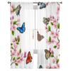 Sakura And Butterflies Sheer Curtains For Living Room Window Transparent Voile Tulle Curtain Bedroom Drapes Home Decor
