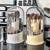 Rotating Transparent Makeup Brush & Lipstick Organizer with Dustproof Design
