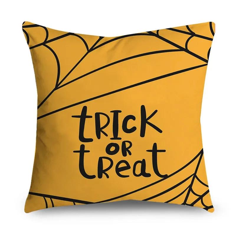 Halloween Theme Horror Pumpkin Wizard Print Pattern Cushion Cover Home Living Room Sofa Decoration Square Throw Pillow
