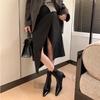 Cowhide Version~ Retro Leather Pointed Side Zipper Thin High Heel Short Boots Women's Elastic Thin Boots