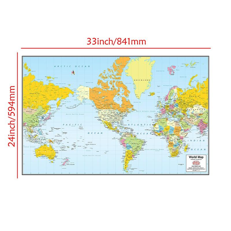 Weltkarte ohne Nationalflaggen-Bildungsdrucke Wandkunst Hintergrundtuch Studium,Geografisch,Tourismus/Bildungswerkzeug