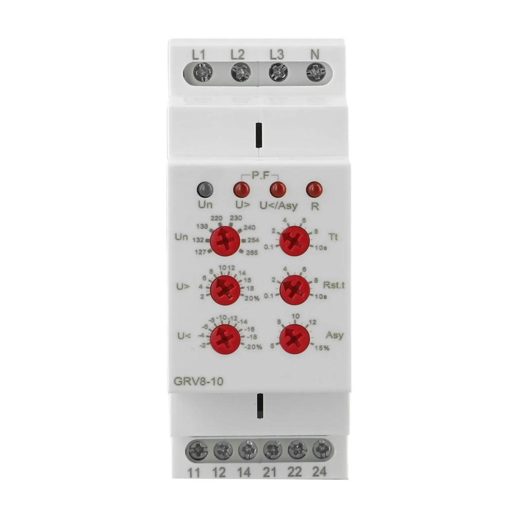 36*64*95mm 3Phase Relay Ac Dc Relay Over Voltage Protection Protection Relay 2 C O Output Adjustable Time Delay