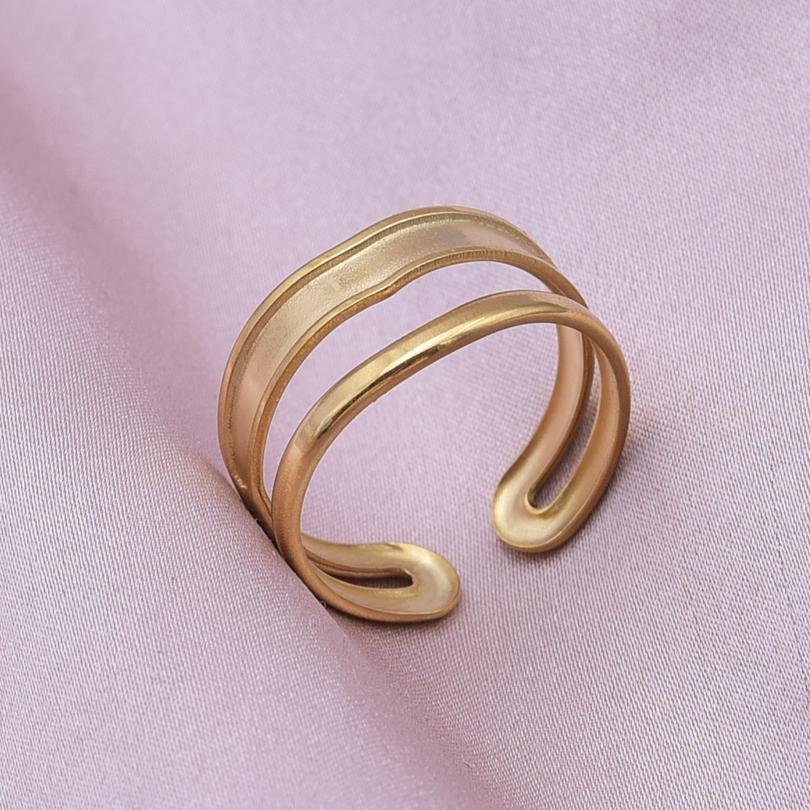 Different Thickness Two Layered Open Adjustable Ring Simple Fashion Jewelry Stainless Steel Rings For Women Men Accessories Gift