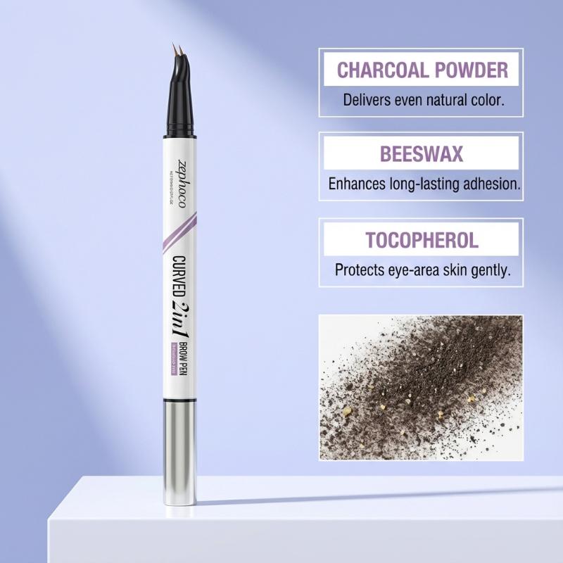 Gray Two-Pronged Curved Eyebrow Pencil Waterproof Long-lasting Natural Brow Sleeper Eyeliner Smooth And Easy To Use