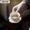 50ml Hand-painted Peach Blossom With Coaster Teacup Boutique Tea Bowl Mug Tea-tasting Smelling Cup Chazhan Master Cups Teaset