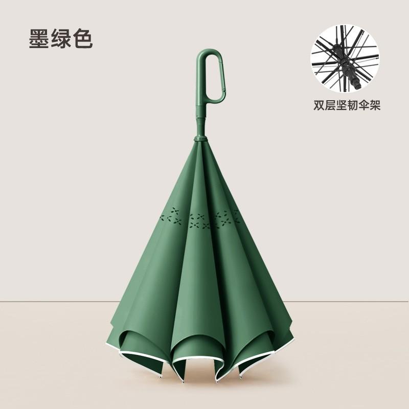 Ring-lock double-layer fully automatic reverse umbrella, long handle, large car umbrella, enlarged, reinforced, thickened, wholesale umbrellas for