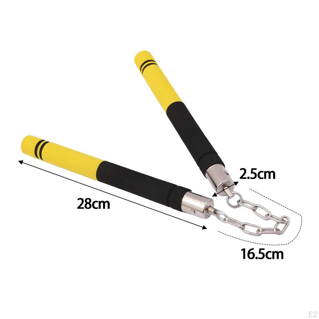 Foam Nunchucks for Kids Adults Toy Nunchakus Sports Practicing Taekwondo Black Yellow