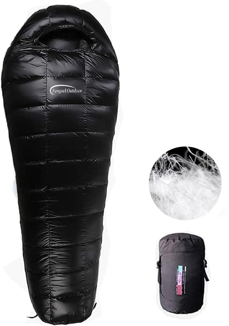 

Fengzel Outdoor Mummy Sleeping Bag cm Goose Down 850FP Filling Shiny Shine Connectable Minimum Use Temperature Lightweight Compact Outdoor Extreme чёрный