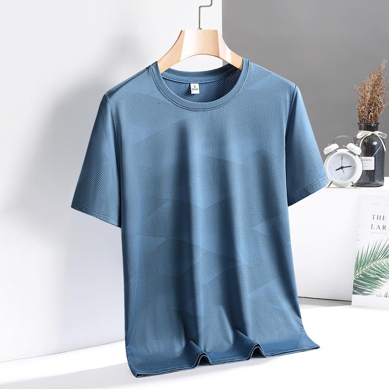 Camiseta de Manga Corta de Seda de Hielo Camuflada para Hombre, Camiseta Fina Holgada de Secado Rápido, Ropa Deportiva para Correr, Top Elástico para Hombre, Talla Grande