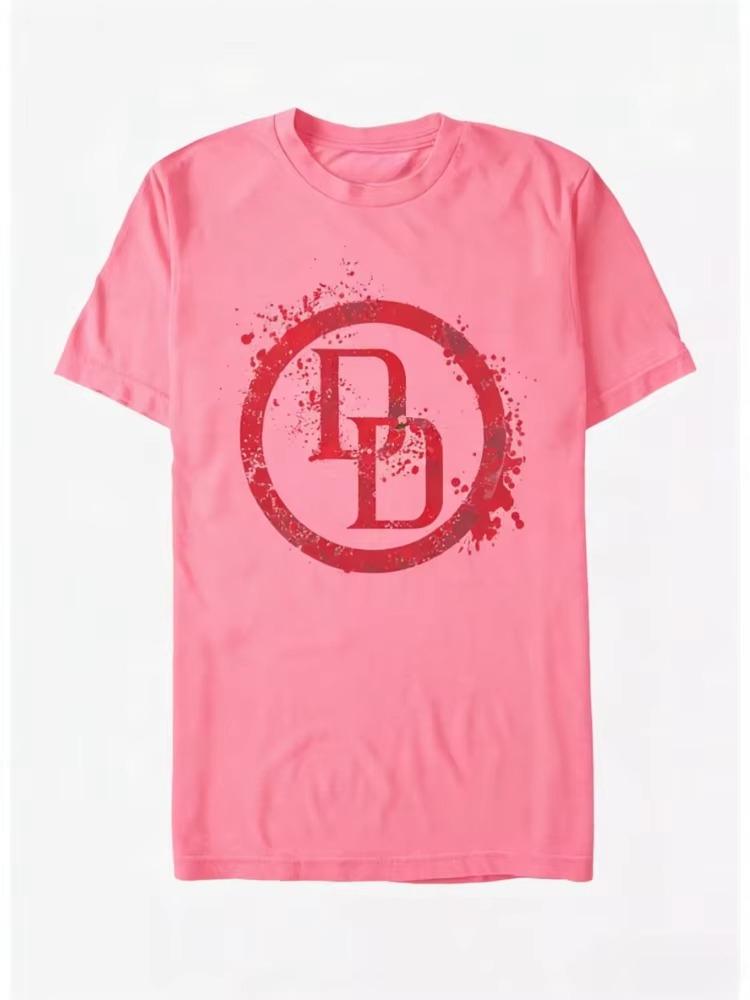 Marvel 2026 New High Quality Marvel Daredevil Logo Splash Print Mens and Womens Short Sleeve Plus Size Casual TShirts Soft