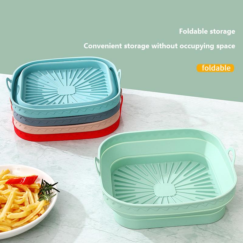 Reusable Air Fryer Silicone Basket Oven Baking Tray Airfryer Silicone Pot For Pizza Fried Chicken Grill Pan Mat Kitchen Tool