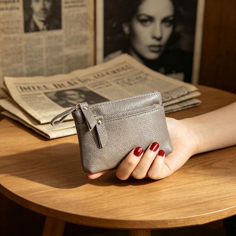 Short Small Wallet Women's Simple Double Zipper Change Bag Small Fresh Coin Bag