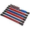 ABS Socket Organizer 1/2 Inch 3/8 Inch and 1/4 Clip Drive Socket Rail Holders Heavy Duty Socket Racks  with Red Blue Black Clips