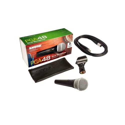 Shure Dynamic Vocal Microphone: Cardioid, Switchable, Includes XLR-to-XLR Cable, Black (PGA48-XLR-J) [2-Year Manufacturer's Warranty]
