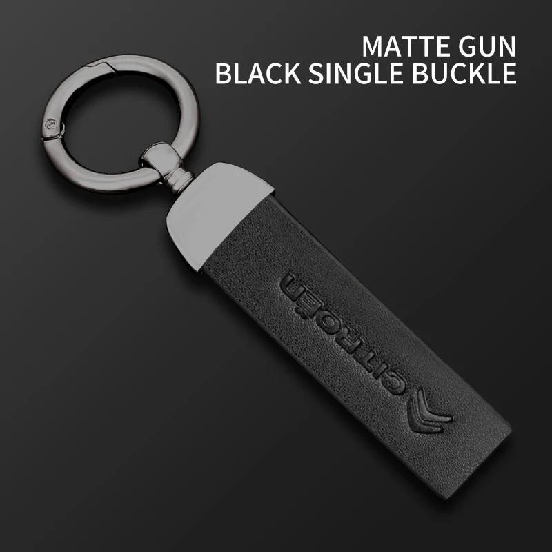 Citroen Logo Car Vintage Leather Keychain Ring Zinc Alloy Chain Key For Citroen C1 DS3 C2 C3 Vts C4 Saxo C4L C5 C6 C8 Xsara