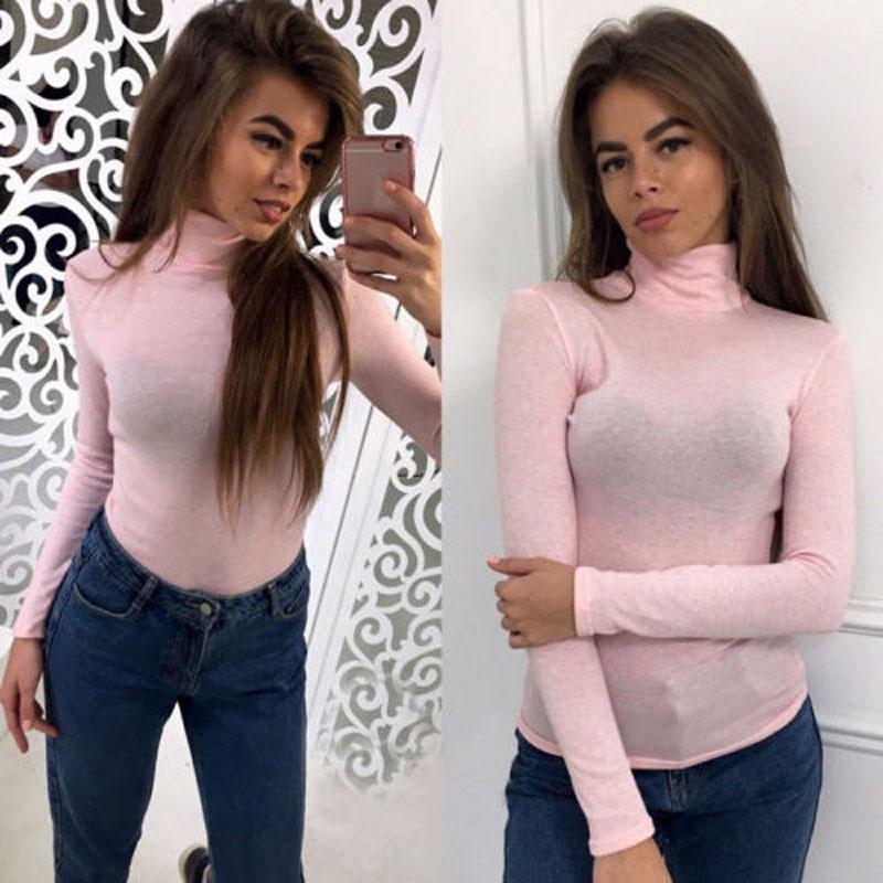 Women Long-sleeve Turtleneck Casual Slim Tops Knit Sweater Winter T-shirt Blouse With Premium Quality Fabric And Timeless Style