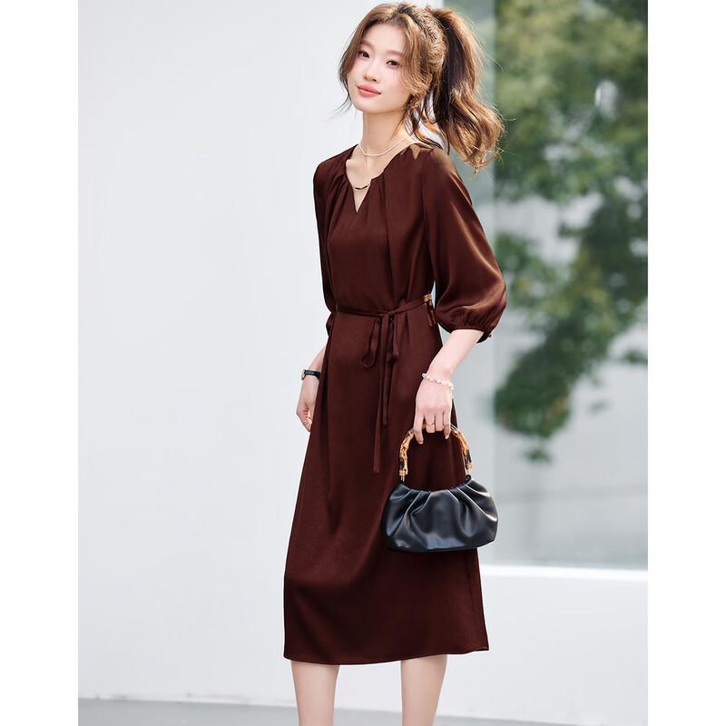 Sanpowa 2026 Spring/Summer V-Neck Slim-Waist Dress L