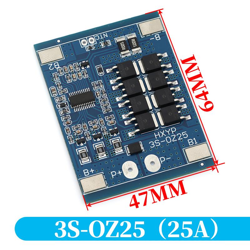 Stlxy 3S BMS 18650 lithium battery protection board 11.1V 12V 12.6V anti overcharging, with balanced temperature control 25A 30A