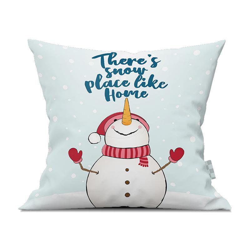 Cute Cartoon Snowman Santa Claus Printed Pattern Cushion Cover for Home Living Room Sofa Bedroom Decoration Pillowcase