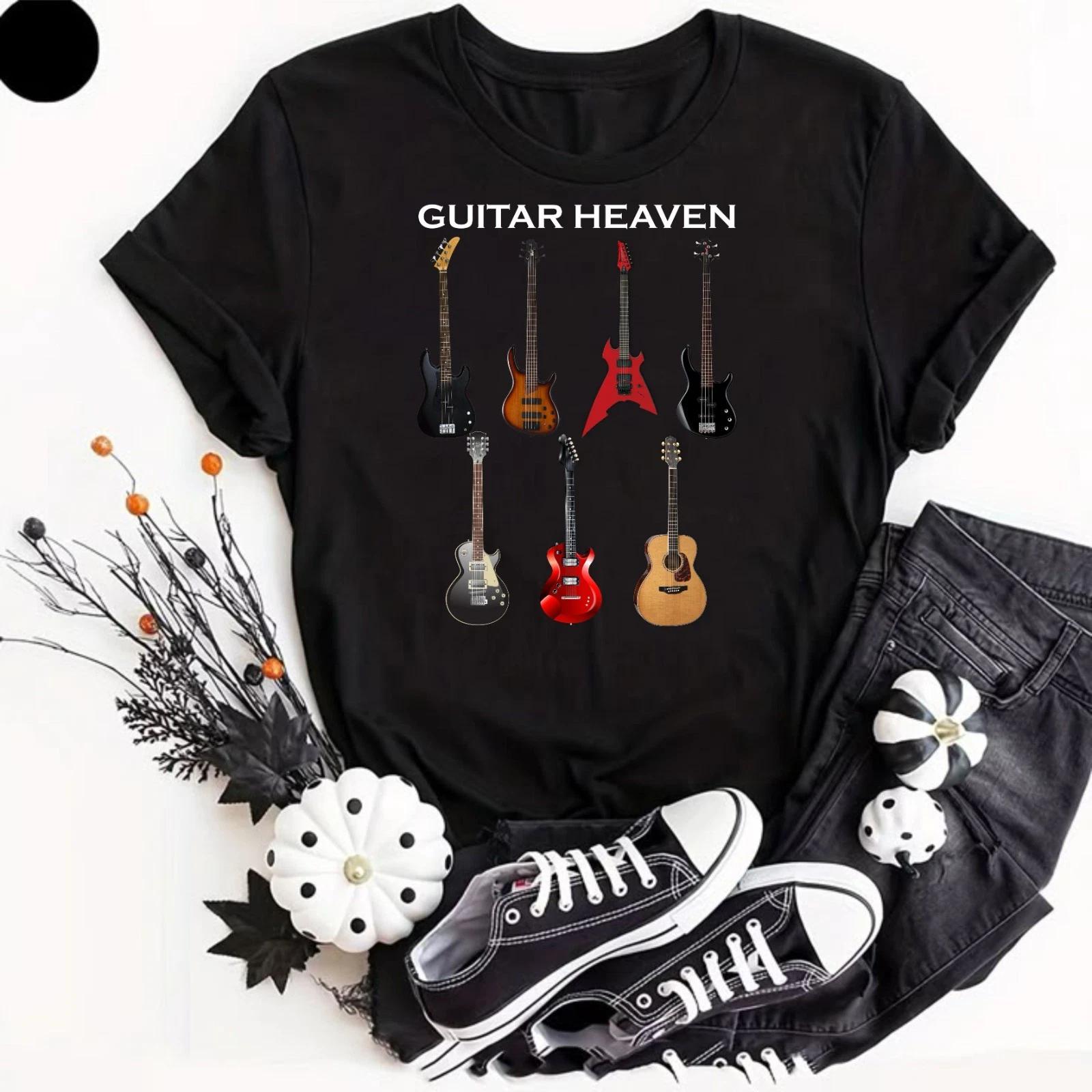 Guitar Heaven Rock Funny Cool Gift Men Women Retro T Shirt Guitarist Acoustic 4XL