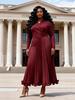 European African Pleated Plus Size A-line Ruffle Dress - Women's Fashion