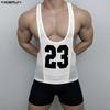INCERUN Zomer Mannen Mouwloos Bandje Letterprint Mesh Doorzichtig Sport Tanktops Vest