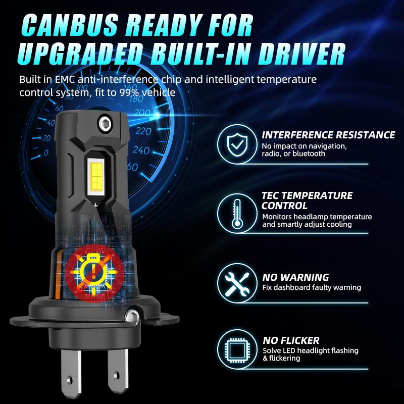 H7 LED 300W Mini H7 LED Headlight Bulb 60000LM CSP 6000K H4 H11 9005 9006 9012 Turbo LED Car Headlamp Wireless Diode Lamp 12V