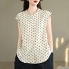 Kurzarm Oversize Baumwolle Pünktchen Vintage Hemden & Blusen für Bluse Lässig locker Sommer Oberteile Damen Knopfleiste Hemd