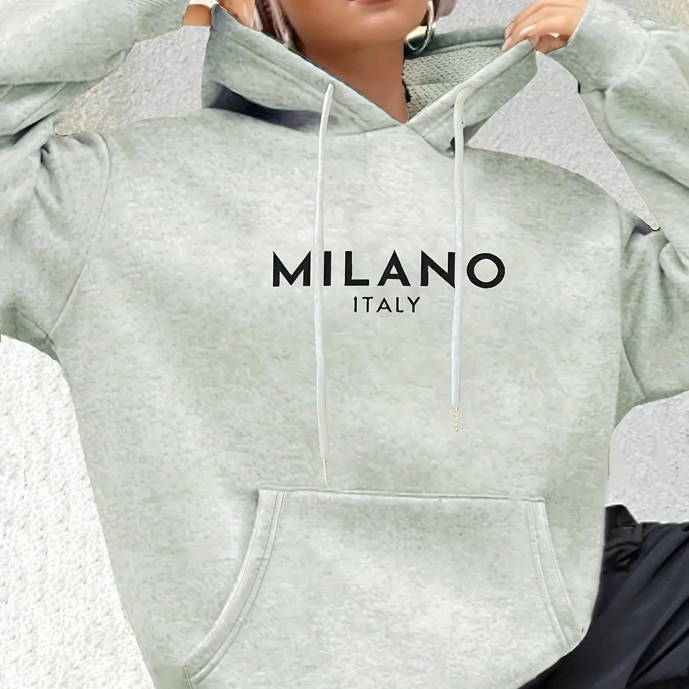 

Milano Print Kangaroo Pocket Hoodie Casual Long Sleeve Drawstring Hoodies Sweatshirt Женская одежда Унисекс 4XL