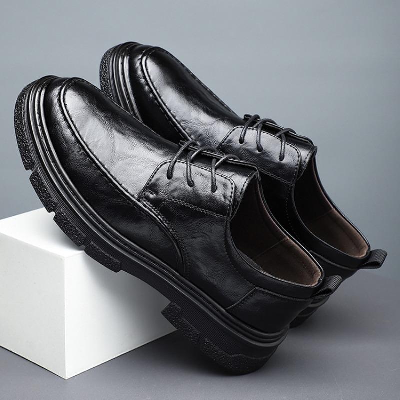 Fashion Spring Autumn Leather Platform Loafers for Men Designer Soft-soled Casual Men Leather Shoes Male Black Business Men's Dress Shoe
