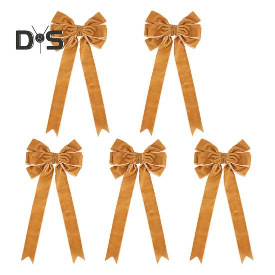 5 st Jul Sammet Råset Julgran Toppdekoration Krans Sammet Band Råset för Presentförpackning DIY Hantverk