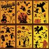 Non-adhesive Halloween Decals 9 Sheets Window Clings Happy Pumpkins Witch Ghost Bats Castle Spooky Decorations Stickers PVC Waterproof for