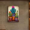 Metal Cactus Wall Art Iron Sculpture Home Bar Decor Vintage Painted Sign