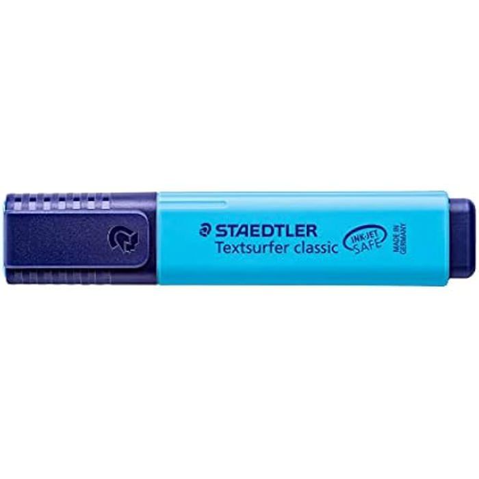 Surligneur - STAEDTLER - Textsurfer 364-3 - Boîte de 10 - Couleur Bleu - Pointe biseautée 1-5 mm
