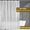 1pc Bathroom Shower Curtain Liner with Bottom Magnets, 3D Frosted Pebble Plastic Shower Curtains, Heavy Duty Shower Liner