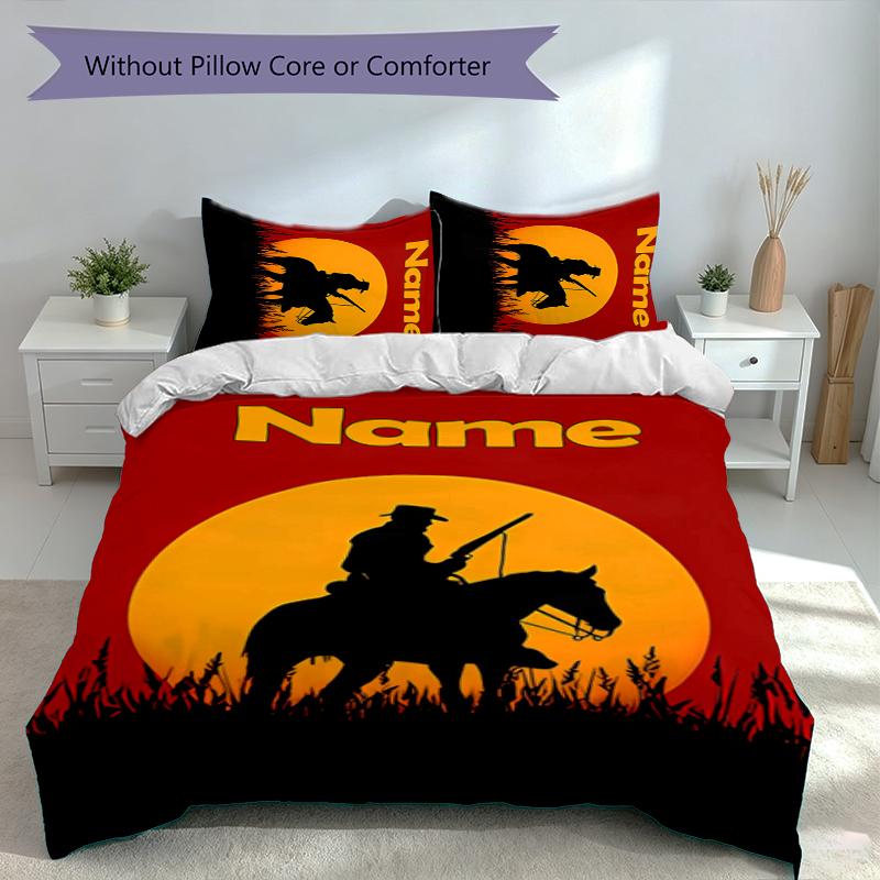 3pcs Custom Name Red Dead Redemption Bedding Set,Includes 1 Duvet Cover and 2 Pillowcases,All-season Bedroom Decor
