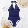 One Piece Badedrakt Solid Badedrakt Halter Bodysuit Push Up Badedrakt Monokini Beachwear Plus Size Badetøy Tankini
