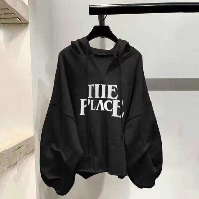 Korean Style Loose Lantern Sleeve Lightweight Plus Size Hooded Jacket for Women