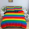 Three-Piece 3D Digital Printing Rainbow Color Striped Quilt Set Three-Piece Bedding