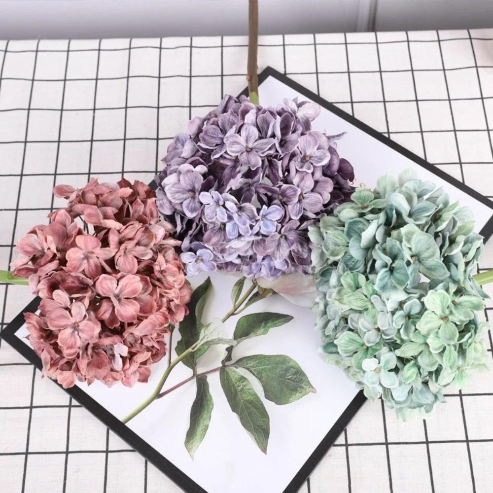 Hydrangea Macrophylla Simulation Retro Hydrangea Real Touch Faux Flower Branch  Valentine's Day