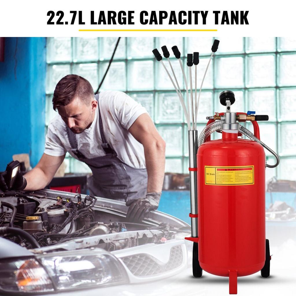5 Gallon/22.7L Oil Extractor, Portable Air Pneumatic Waste Oil Garage Extractor Drain Draine Tank
