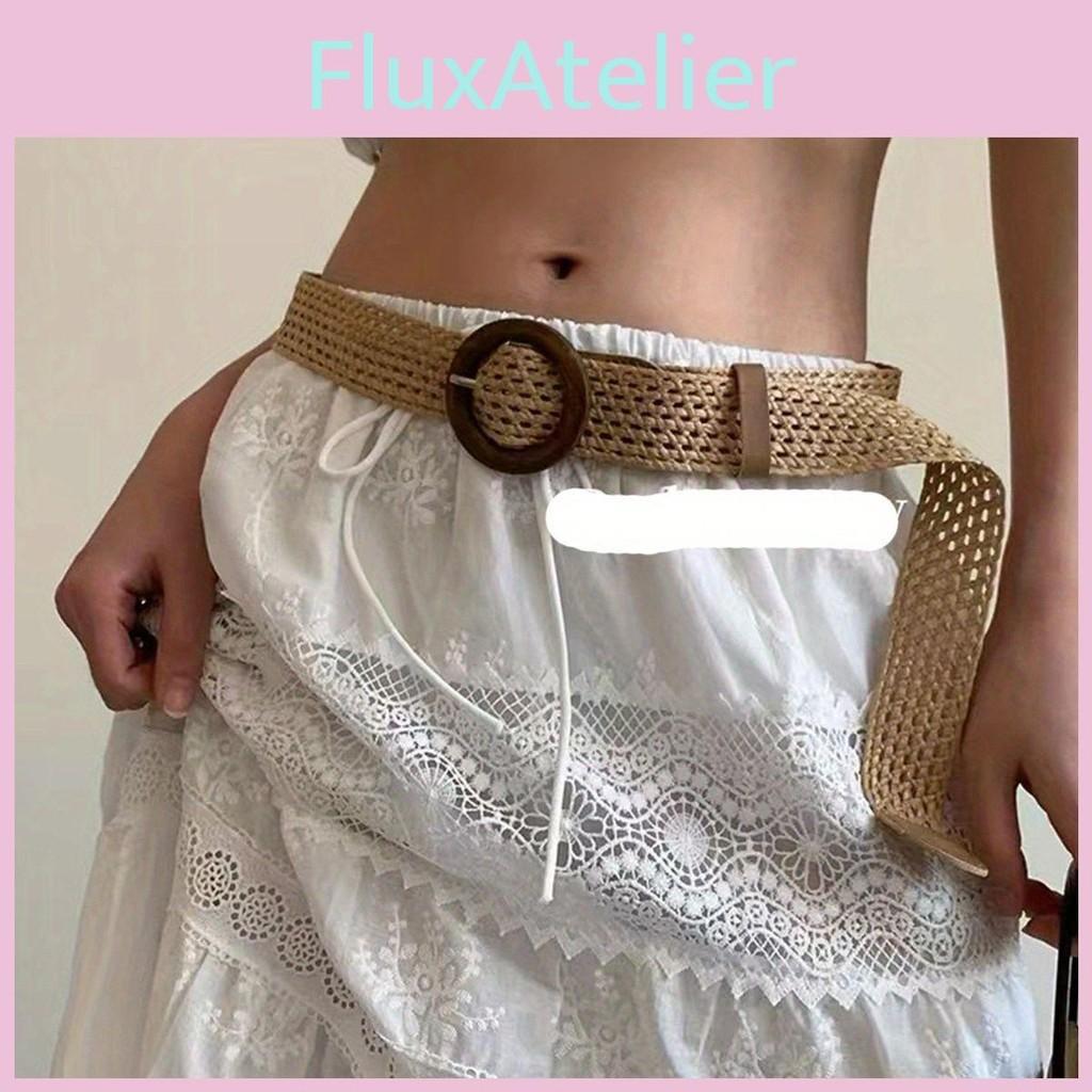 Woven Bohemian Cotton Linen Belt With Round Buckle For Women Accessories Dress