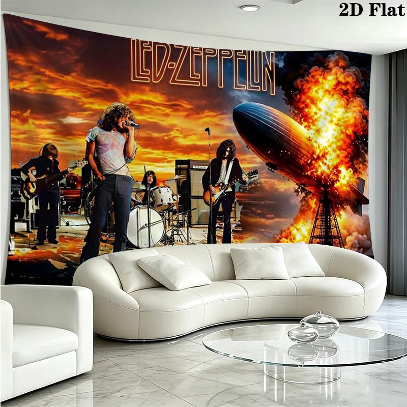 Led zeppelin Wall Tapestry Aesthetic Wall Hanging Printed Fabric Blanket Decorative Tapestries for Bedroom Living Room Home Decor