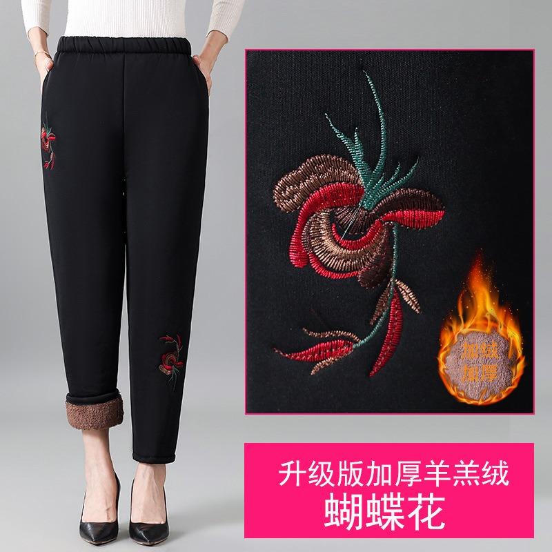 

Зимние брюки для среднего и пожилого возраста, бархатные, утолщенные, из овечьей шерсти, мамины термохлопковые брюки, женская одежда, свободные брюки для бабушки 5XL