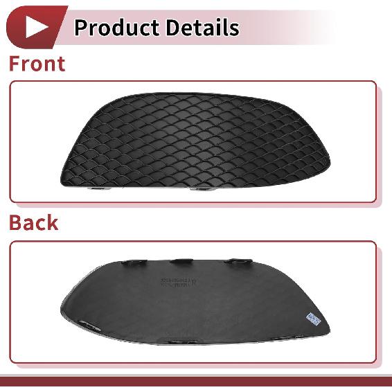 1 Pc Fog Light Grill for Mercedes-Benz C300 2015-2016 Front Right Front Lower Bumper Fog Light Cover Inserts No.2058850823 Black ABS